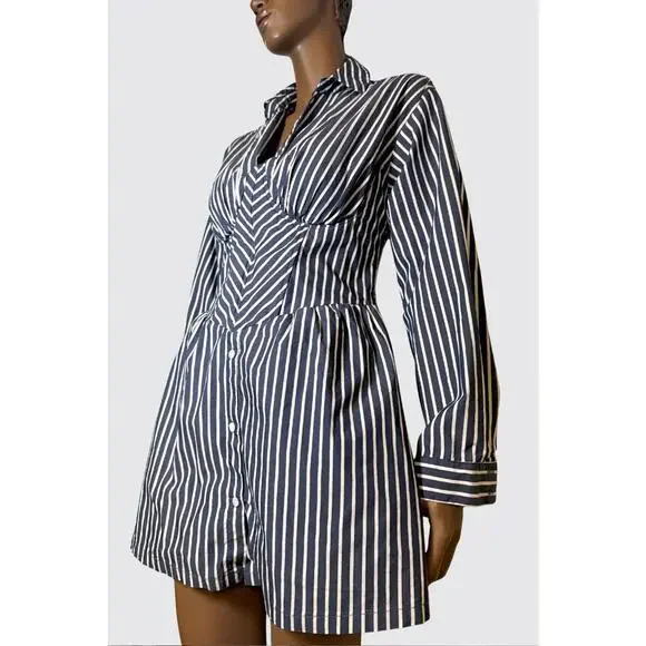 Fashion Nova Striped Shirt Dress with Corset Detail wired size L - Picture 5 of 8